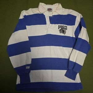 Blue and White Striped Rugby Shirt